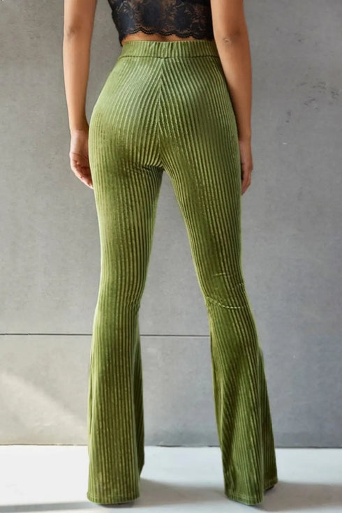 'Ruth' Ribbed High Waist Flare Pants - Celes Fashion